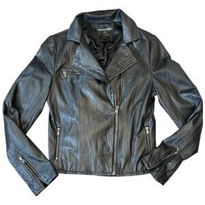 NWOT Paige Black Label Classic Leather Moto Jacket 3 Pockets Fits Women’s 6/8